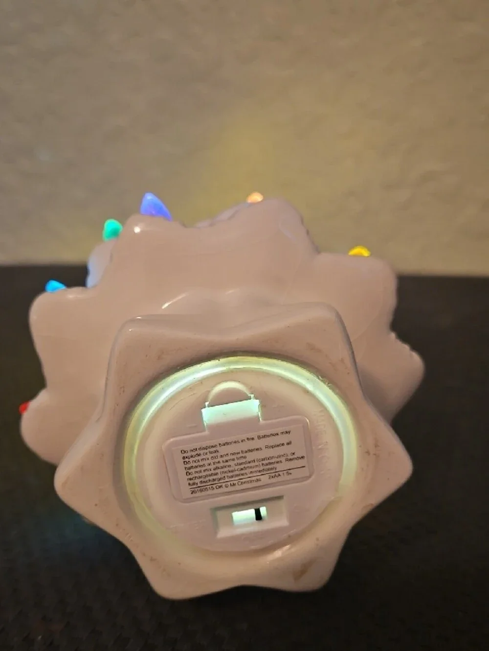 Ceramic White Christmas Tree with Multicolor Lights and Yellow Star